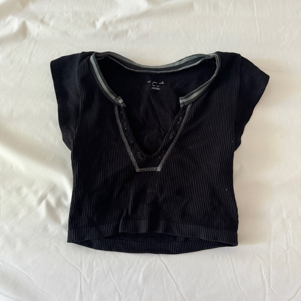 Out from Under Urban Outfitters Go for Gold Black Crop Tank